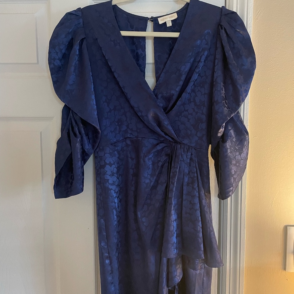 Ronny Kobo Amara Wrap Puff Sleeve Dress